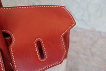 Load image into Gallery viewer, HERMES HAUT A COURROIRE 32 Toile H/Box carf leather Beige/Brique 〇Y Engraving Hand bag 800080158
