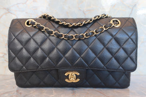 CHANEL/シャネル マトラッセＷフラップＷチェーンショルダーバッグ キャビアスキン ブラック/ゴールド金具 ショルダーバッグ 700080073