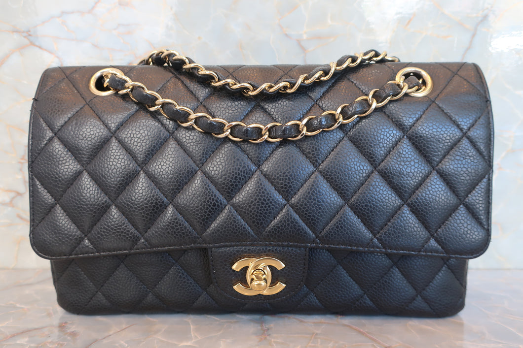 CHANEL/シャネル マトラッセＷフラップＷチェーンショルダーバッグ キャビアスキン ブラック/ゴールド金具 ショルダーバッグ 700080073