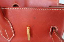 Load image into Gallery viewer, HERMES HAUT A COURROIRE 32 Toile H/Box carf leather Beige/Brique 〇Y Engraving Hand bag 800080158
