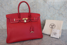 Load image into Gallery viewer, HERMES CANDY BIRKIN 35 Epsom leather Rouge casaque/Blue thalassa □O Engraving Hand bag 800070145
