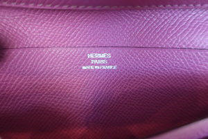 HERMES Bearn Soufflet Epsom leather Cyclamen □K Engraving Wallet 600010075