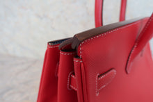 Load image into Gallery viewer, HERMES CANDY BIRKIN 35 Epsom leather Rouge casaque/Blue thalassa □O Engraving Hand bag 800070145
