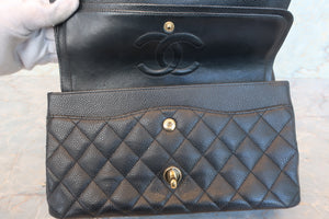 CHANEL/シャネル マトラッセＷフラップＷチェーンショルダーバッグ キャビアスキン ブラック/ゴールド金具 ショルダーバッグ 700080073