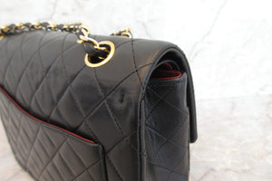 CHANEL/シャネル マトラッセWフラップWチェーンショルダーバッグ ラムスキン ブラック/ゴールド金具 ショルダーバッグ 700060217