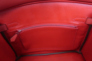 HERMES BIRKIN 30 Clemence leather Rouge tomate X刻印 Hand bag 500090227