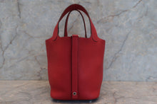 将图片加载到图库查看器，HERMES PICOTIN LOCK PM Clemence leather Rouge casaque T刻印 Hand bag 700050215
