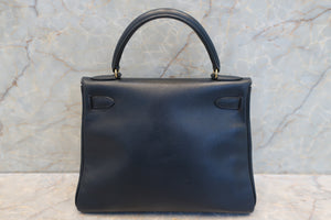 HERMES／エルメス ケリー28 クシュベル ネイビー 〇T刻印 ショルダーバッグ 700090144