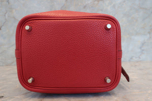 HERMES PICOTIN LOCK PM Clemence leather Rouge casaque T刻印 Hand bag 700050215