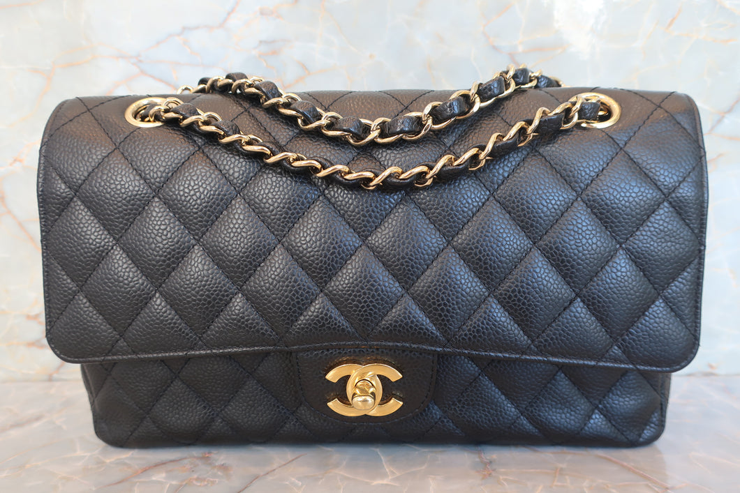 CHANEL/シャネル マトラッセＷフラップＷチェーンショルダーバッグ キャビアスキン ブラック/ゴールド金具 ショルダーバッグ 700080099