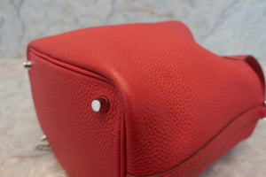 HERMES PICOTIN LOCK PM Clemence leather Rouge casaque T刻印 Hand bag 700050215