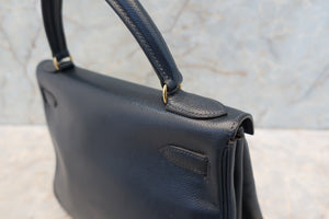 HERMES／エルメス ケリー28 クシュベル ネイビー 〇T刻印 ショルダーバッグ 700090144
