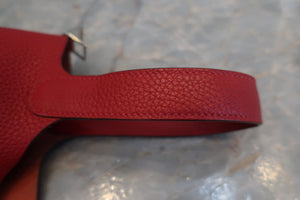 HERMES PICOTIN LOCK PM Clemence leather Rouge casaque T刻印 Hand bag 700050215