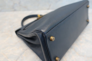 HERMES／エルメス ケリー28 クシュベル ネイビー 〇T刻印 ショルダーバッグ 700090144