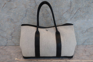 HERMES GARDEN PARTY PM Toile H/Leather Gray/Black □H刻印 Tote bag 600090214