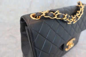 CHANEL Medium Matelasse single flap chain shoulder bag Lambskin Black/Gold hadware Shoulder bag 600040135
