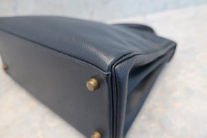 HERMES／エルメス ケリー28 クシュベル ネイビー 〇T刻印 ショルダーバッグ 700090144