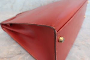 HERMES KELLY 35 Box carf leather Brique 〇V Engraving Shoulder bag 600060005