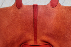 HERMES PICOTIN LOCK PM Clemence leather Rouge casaque T刻印 Hand bag 700050215