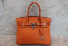Load image into Gallery viewer, HERMES BIRKIN 30 Clemence leather Orange □H Engraving Hand bag 700100213
