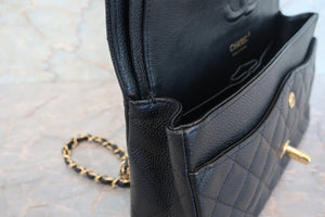 CHANEL/シャネル マトラッセＷフラップＷチェーンショルダーバッグ キャビアスキン ブラック/ゴールド金具 ショルダーバッグ 700080099