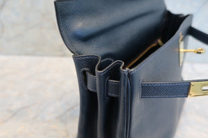 HERMES／エルメス ケリー28 クシュベル ネイビー 〇T刻印 ショルダーバッグ 700090144