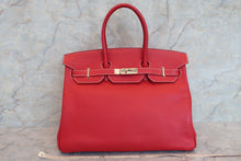 Load image into Gallery viewer, HERMES BIRKIN 35 Verso Epsom leather Rouge casaque/Blue thalassa □P Engraving Hand bag 600050238
