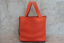 Load image into Gallery viewer, HERMES PICOTIN LOCK Eclat MM Clemence leather/Swift leather Orange poppy/Bordeaux A Engraving Hand bag 700100216
