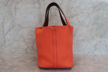 Load image into Gallery viewer, HERMES PICOTIN LOCK Eclat MM Clemence leather/Swift leather Orange poppy/Bordeaux A Engraving Hand bag 700100216
