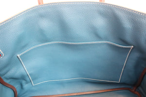 HERMES BIRKIN 35 Verso Epsom leather Rouge casaque/Blue thalassa □P刻印 Hand bag 600050238