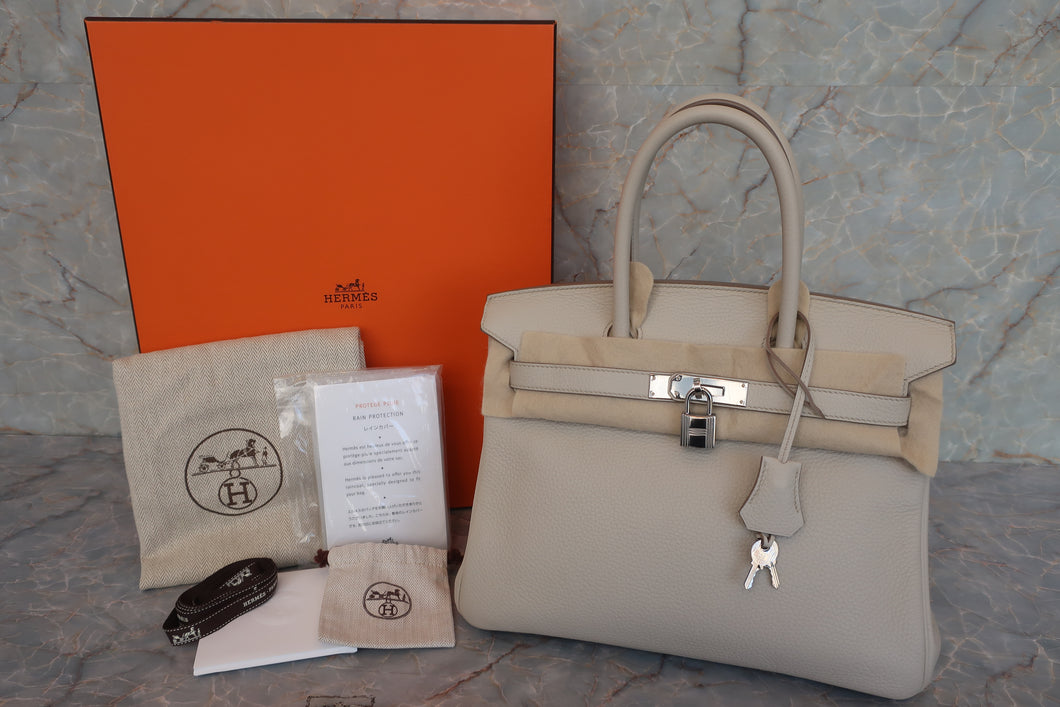 HERMES BIRKIN 30 Clemence leather Beton A刻印 Hand bag 600100181