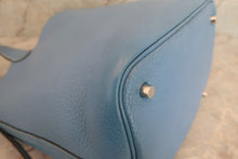 将图片加载到图库查看器，HERMES PICOTIN LOCK MM Clemence leather Blue □L刻印 Hand bag 600050235
