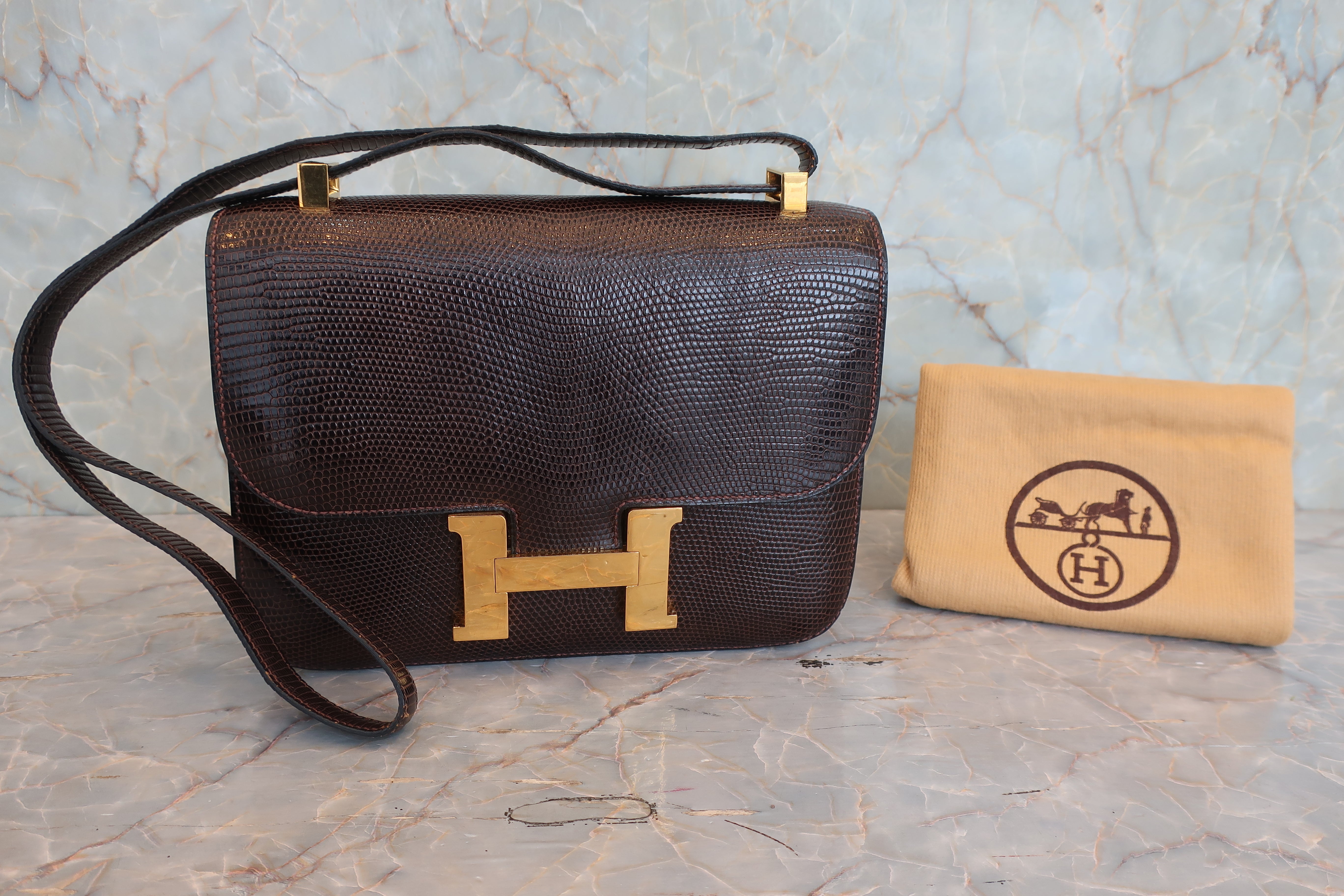 HERMES／エルメス コンスタンス24 リザード ブラウン 〇H刻印