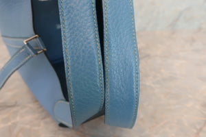 HERMES PICOTIN LOCK MM Clemence leather Blue □L Engraving Hand bag 600050235