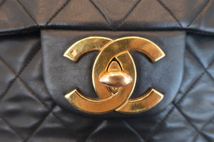 CHANEL Big Matelasse Single flap Chain shoulder bag Lambskin Black/Gold hadware Shoulder bag 600040116
