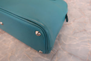 HERMES／BOLIDE 27 Chevre myzore goatskim Turquoise blue □I刻印 Shoulder bag 600080139