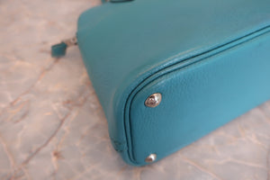 HERMES／BOLIDE 27 Chevre myzore goatskim Turquoise blue □I刻印 Shoulder bag 600080139