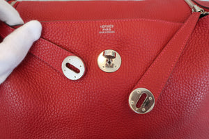 HERMES／エルメス リンディ34 トリヨンクレマンス ルージュカザック □Q刻印 ショルダーバッグ 700090167