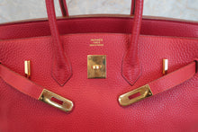Load image into Gallery viewer, HERMES BIRKIN 35 Ardennes leather Rouge vif 〇Y Engraving Hand bag 700100223
