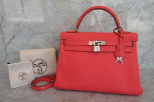HERMES KELLY 32 Clemence leather Rose jaipur □R刻印 Shoulder bag 700060125