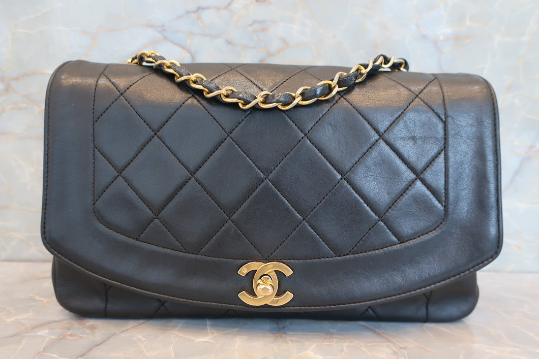 CHANEL/シャネル ダイアナマトラッセチェーンショルダーバッグ ラムスキン ブラック/ゴールド金具 ショルダーバッグ 700070068