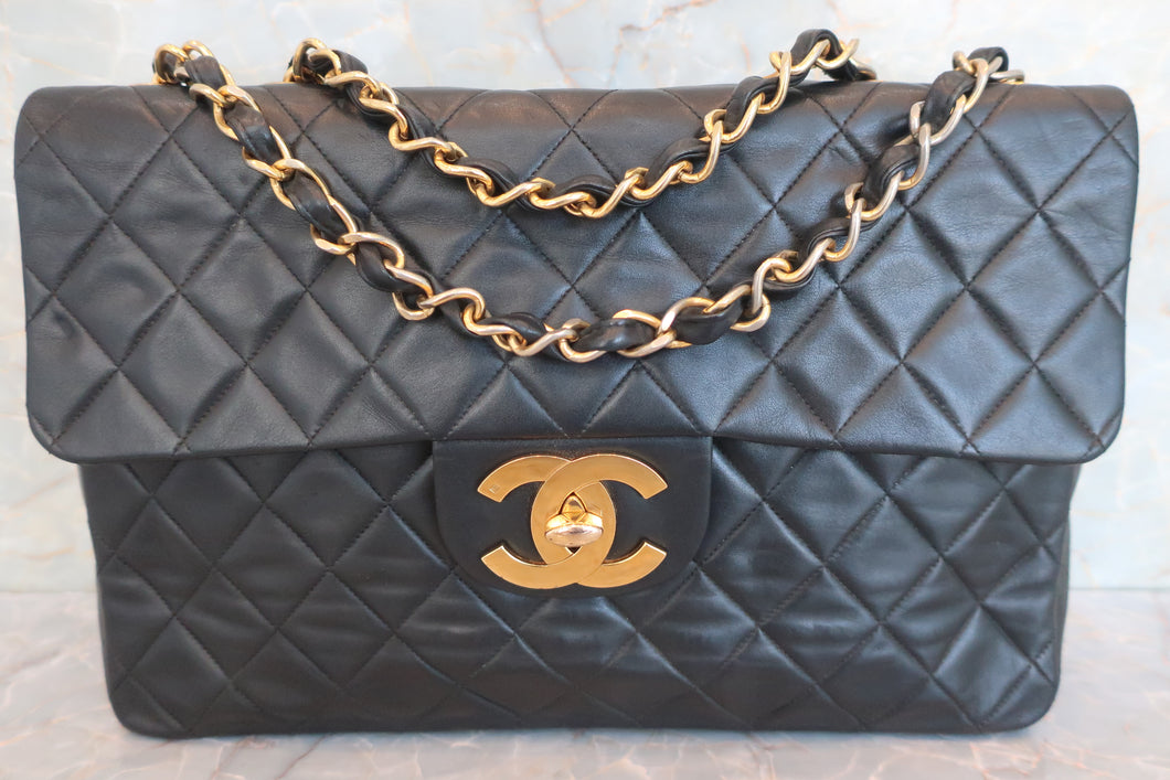 CHANEL/シャネル デカマトラッセシングルフラップチェーンショルダーバッグ ラムスキン ブラック/ゴールド金具 ショルダーバッグ 600070070