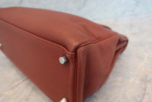 将图片加载到图库查看器，HERMES KELLY 32 Clemence leather Sienne □M刻印 Hand bag 700100177
