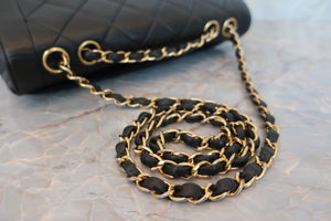 CHANEL Matelasse single flap chain shoulder bag Lambskin Black/Navy/Gold hadware Shoulder bag 600040134