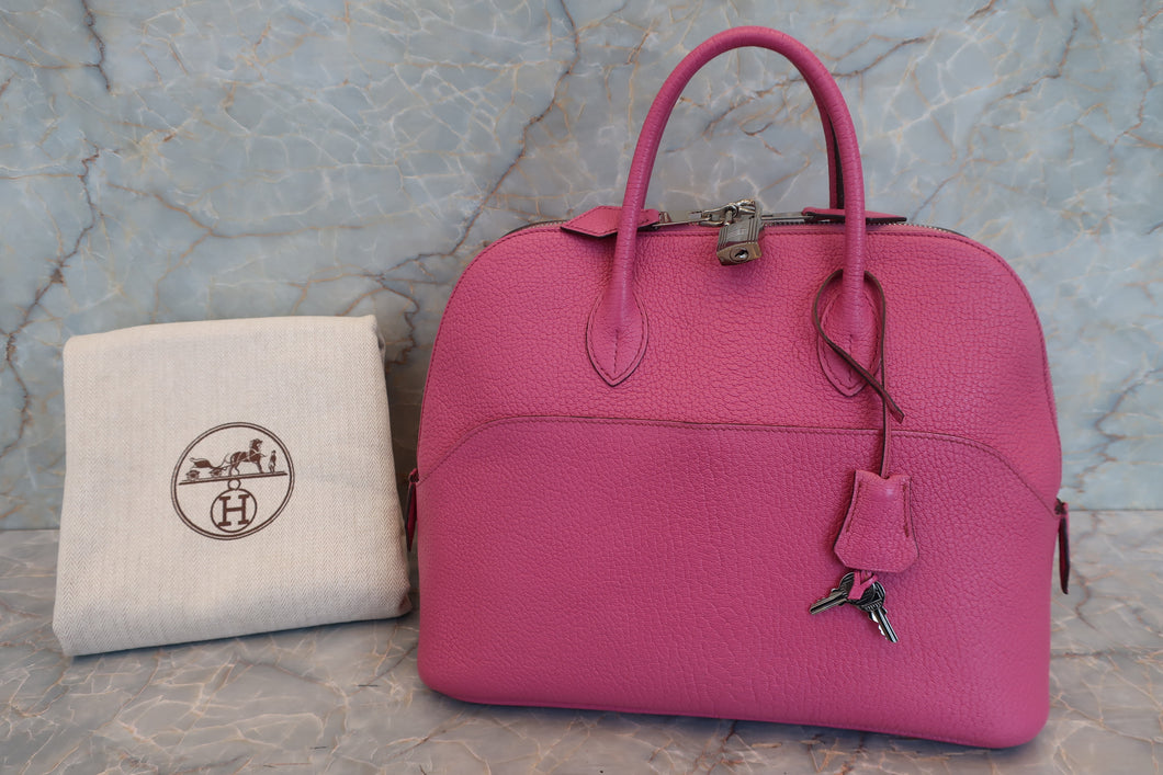 HERMES／BOLIDE 1923 Chevre myzore goatskim Fuschia pink □J Engraving Hand bag 700100240