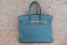 Load image into Gallery viewer, HERMES BIRKIN 35 Togo leather Blue jean □J Engraving Hand bag 600080097
