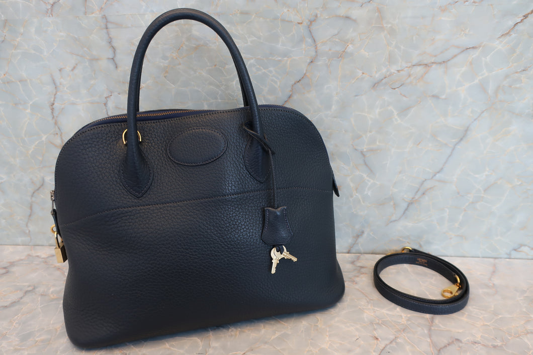 HERMES BOLIDE 35 Fjord leather Navy 〇W Engraving Shoulder bag 700100198