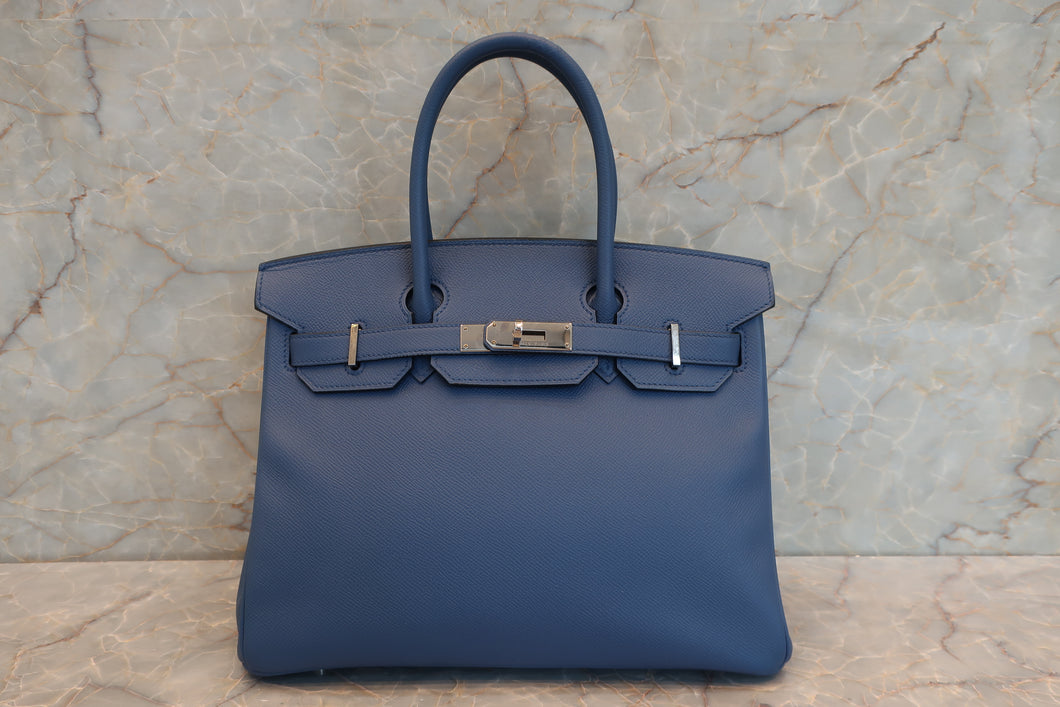 HERMES／エルメス バーキン30 ヴォーエプソン ブルーアガット X刻印 ハンドバッグ 700060120