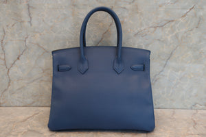 HERMES／エルメス バーキン30 ヴォーエプソン ブルーアガット X刻印 ハンドバッグ 700060120