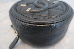 CHANEL Matelasse round chain shoulder bag Caviar skin Black/Gold hadware Shoulder bag 600090229